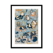 Famous Heroes of the Kabuki Stage Played by Frogs Framed & Mounted Print