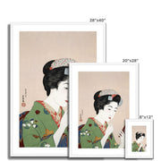 Woman Applying Rouge Framed & Mounted Print