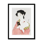 Woman Applying Powder Framed & Mounted Print