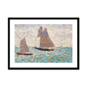 Two Sailboats at Grandcamp Framed & Mounted Print