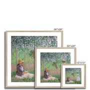 In the Woods at Giverny, Blanche Hoschedé at Her Easel with Suzanne Hoschedé Reading Framed & Mounted Print