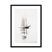 Two–masted Schooner with Dory Framed & Mounted Print