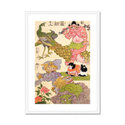 Oni, Peacock, Shishi, Cat and Insect by the Craftman Ichida Shoshichiro of Naniwa  Framed & Mounted Print