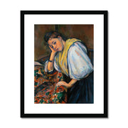 Young Italian Woman at a Table Framed & Mounted Print