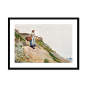 Girl Carrying a Basket Framed & Mounted Print