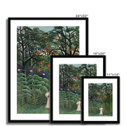 Woman Walking in an Exotic Forest (Femme se promenant dans une forêt exotique) Framed & Mounted Print