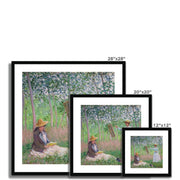 In the Woods at Giverny, Blanche Hoschedé at Her Easel with Suzanne Hoschedé Reading Framed & Mounted Print