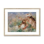Girls in the Grass Arranging a Bouquet Framed & Mounted Print