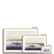 Boats and Setting Sun Framed & Mounted Print