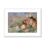 Girls in the Grass Arranging a Bouquet Framed & Mounted Print