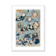 Famous Heroes of the Kabuki Stage Played by Frogs Framed & Mounted Print
