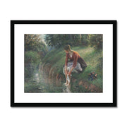 Woman Bathing Her Feet in a Brook Framed & Mounted Print