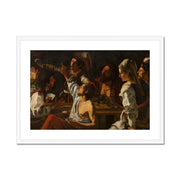 Card and Backgammon Players Framed & Mounted Print
