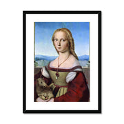 Young Woman with Unicorn Framed & Mounted Print