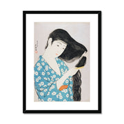 Woman Combing Her Hair Framed & Mounted Print