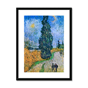 Road with Cypress and Star Framed & Mounted Print