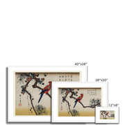 Ukiyo-e illustration, Macaw on Pine Branch Framed & Mounted Print