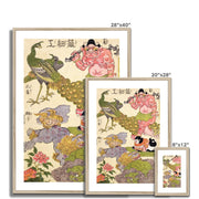 Oni, Peacock, Shishi, Cat and Insect by the Craftman Ichida Shoshichiro of Naniwa  Framed & Mounted Print