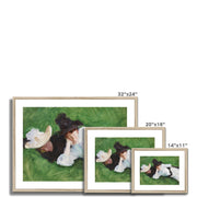 Two Girls on a Lawn Framed & Mounted Print