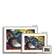 Two cats, blue and yellow Framed & Mounted Print